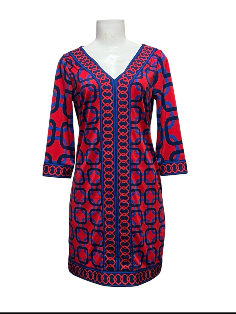 Mud Pie Dress V Neck Long Sleeve Tunic Chain Artsy Party Office Siren Career